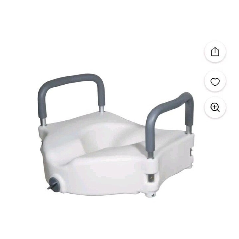 Drive Medical RTL12027RA 2-in-1 Raised Toilet Seat w/Removable Padded Arms